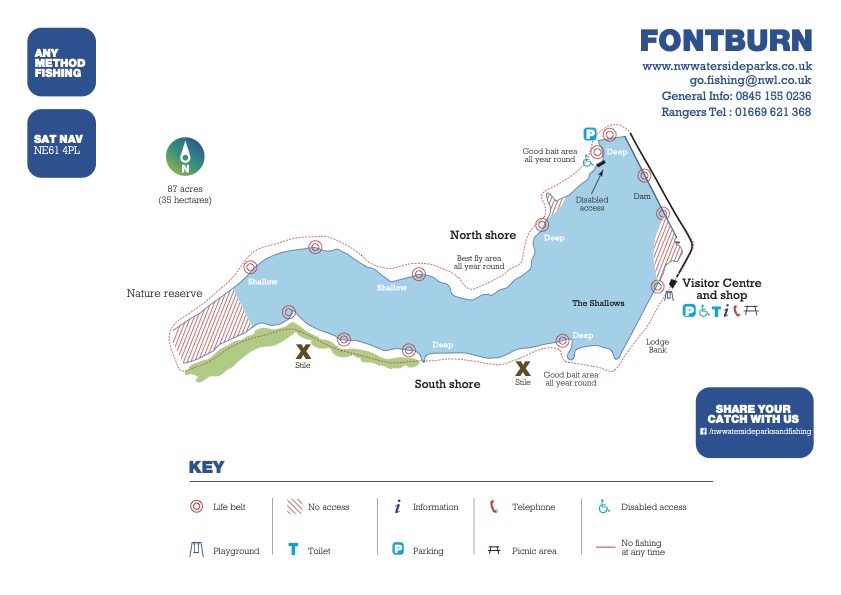 Fontburn Reservoir pond map